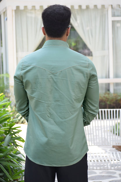 Contrast Stitch Mint-Green Oxford Shirt