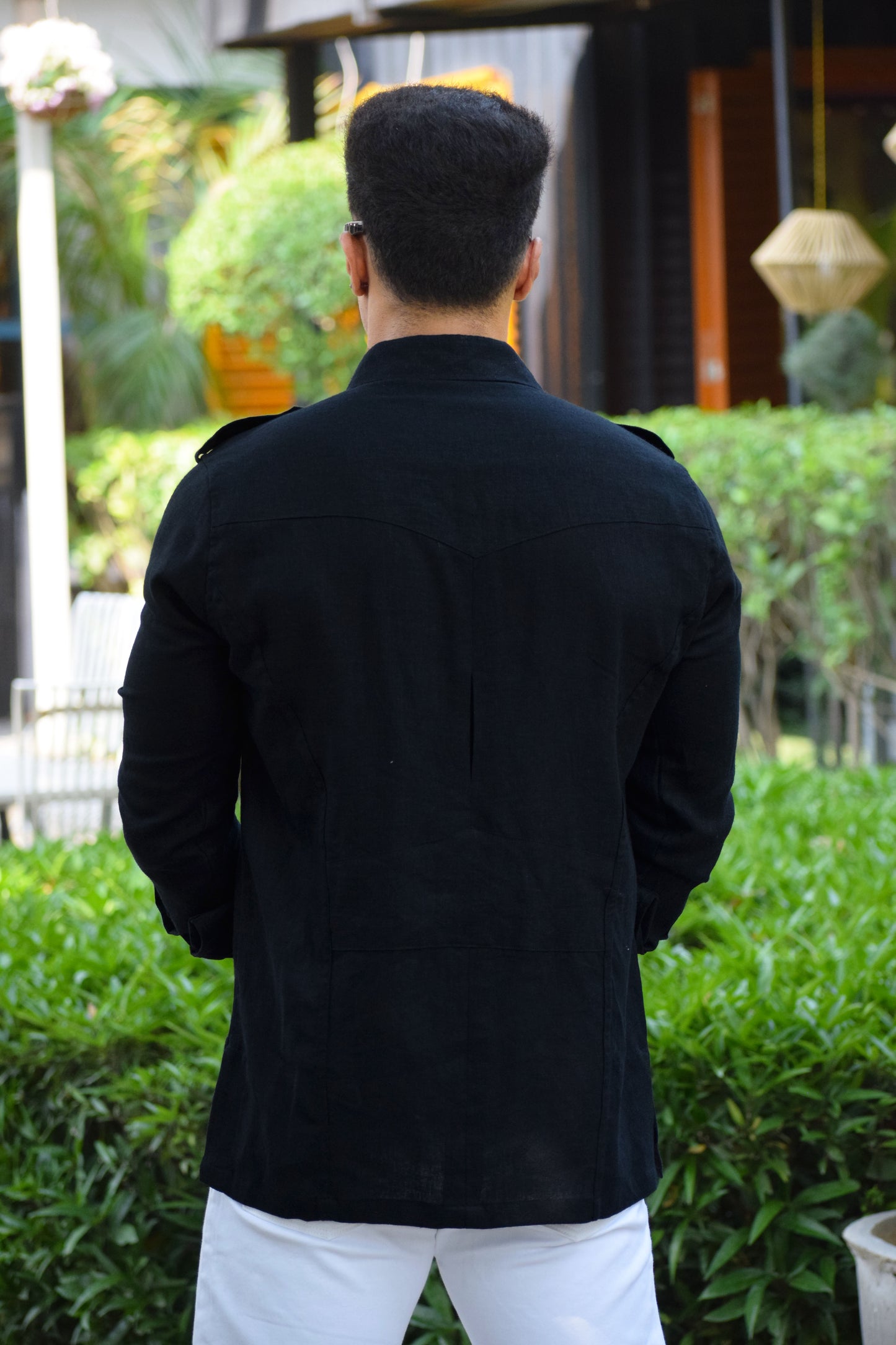 Cotton Linen Black Hunting Shirt