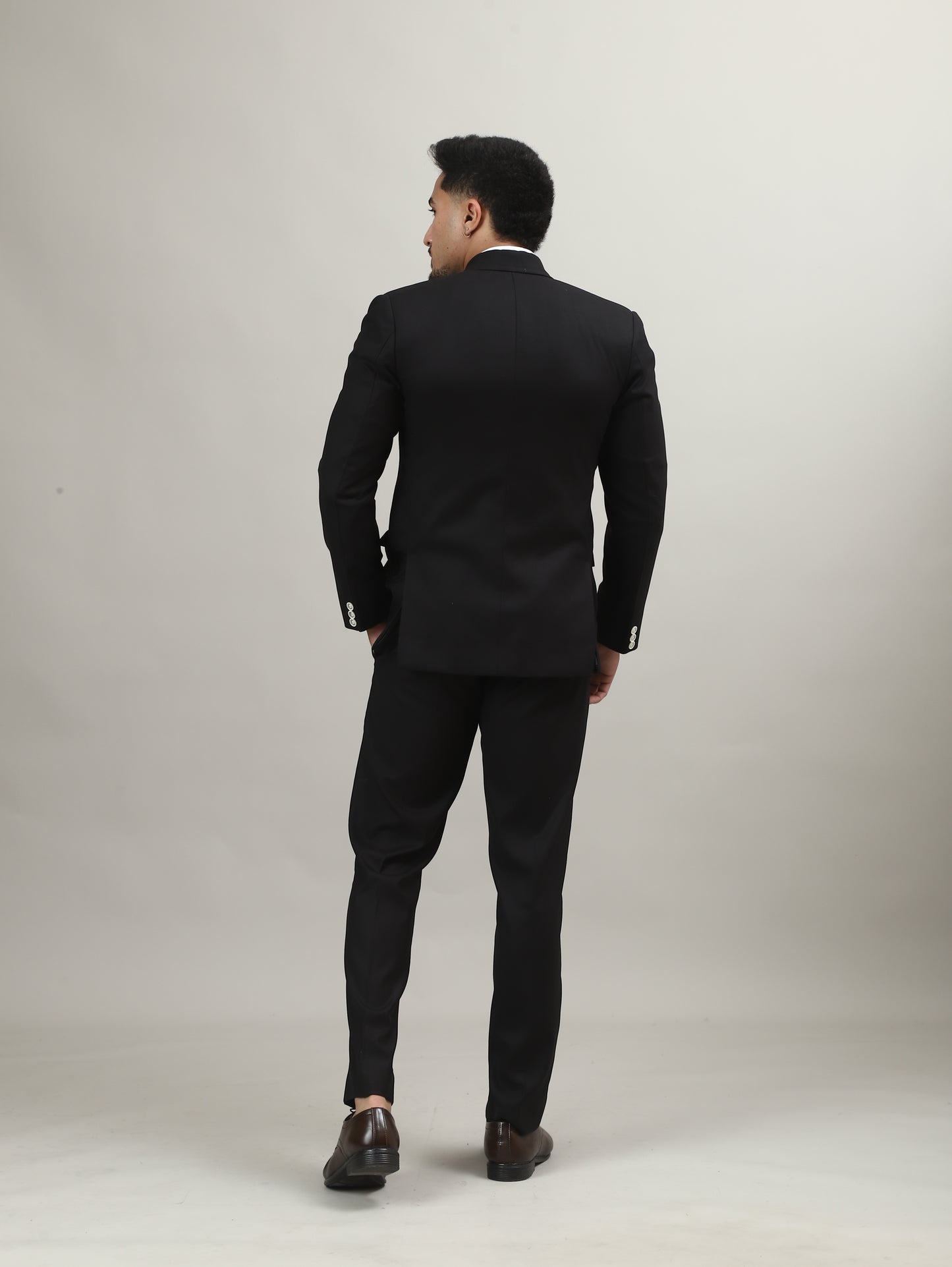Classic Black Celebration Blazer with Contrast Pocket Detailing