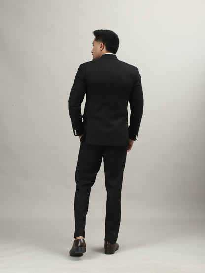 Classic Black Celebration Blazer with Contrast Pocket Detailing