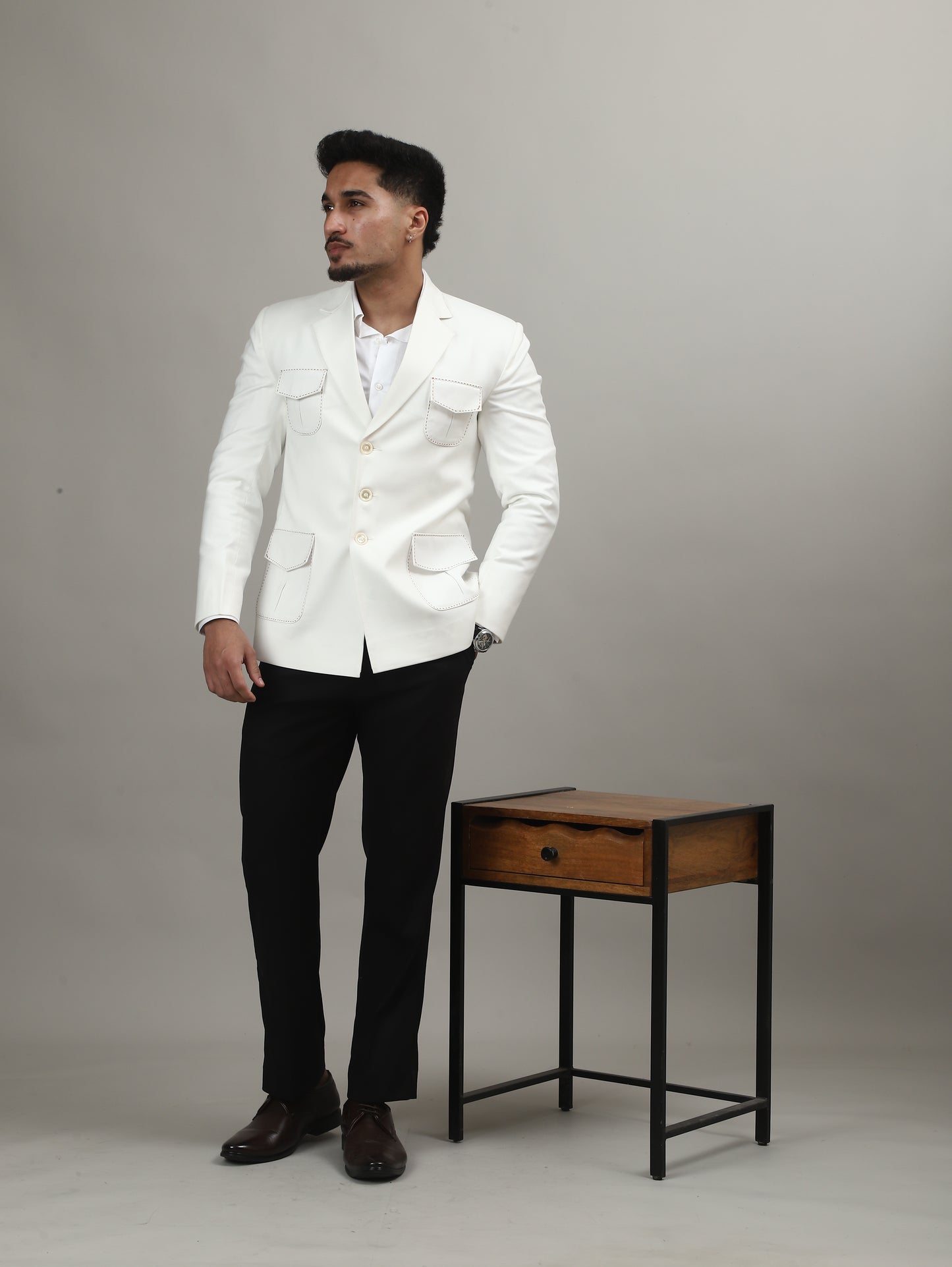 Ivory Celebration Blazer with Signature Pocket Detailing