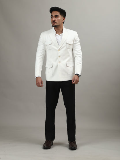 Ivory Celebration Blazer with Signature Pocket Detailing