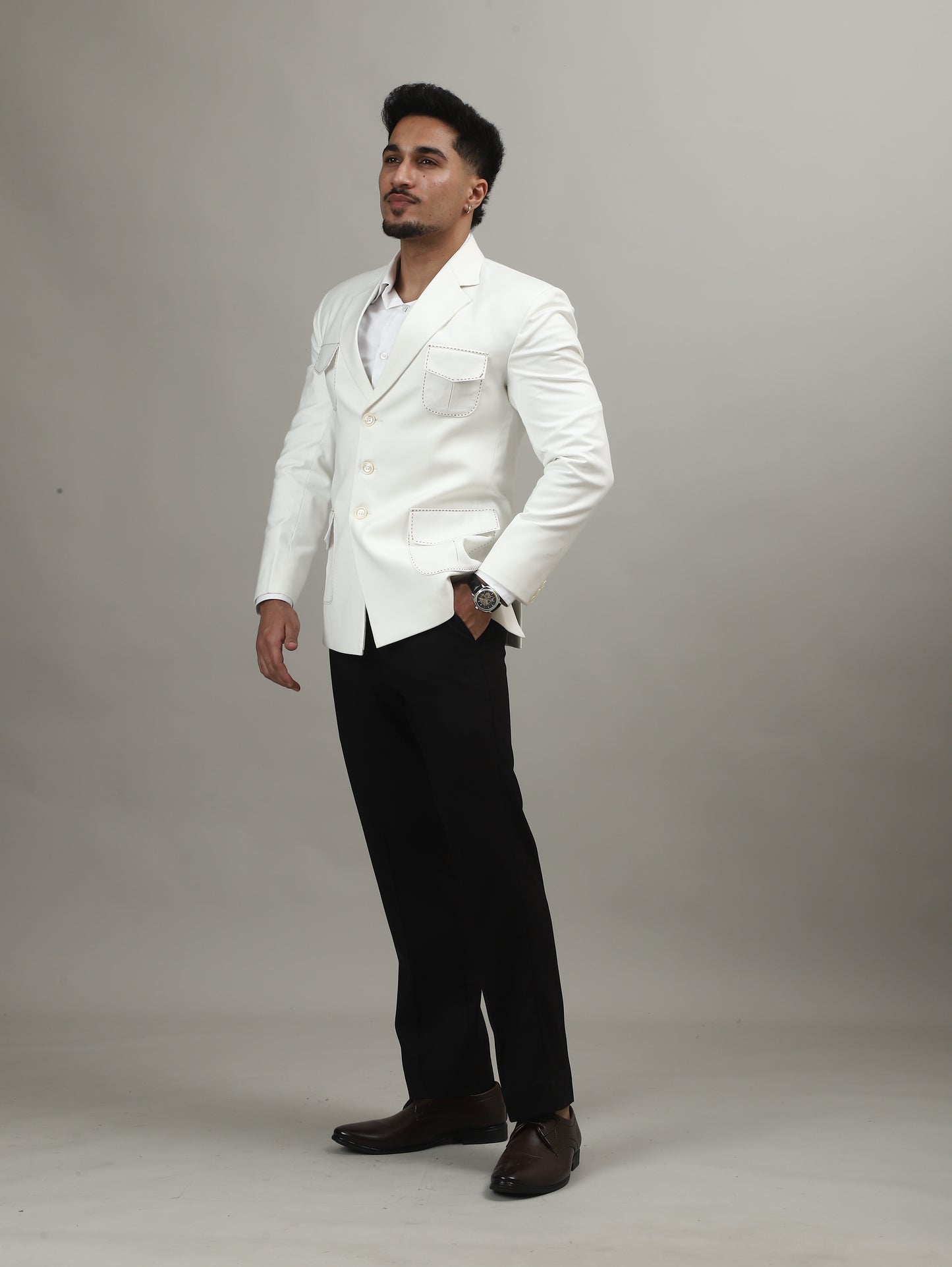 Ivory Celebration Blazer with Signature Pocket Detailing