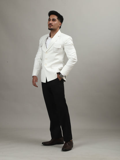 Ivory Celebration Blazer with Signature Pocket Detailing
