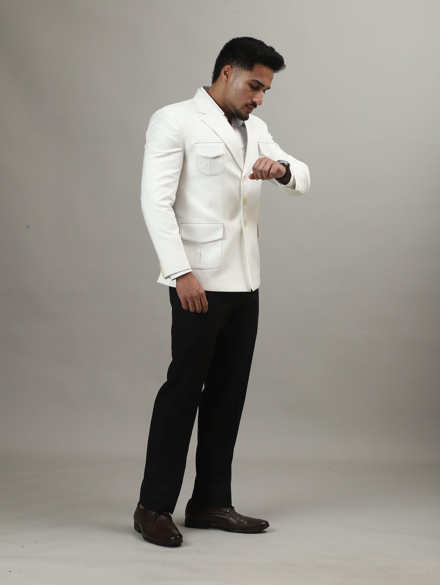 Ivory Celebration Blazer with Signature Pocket Detailing