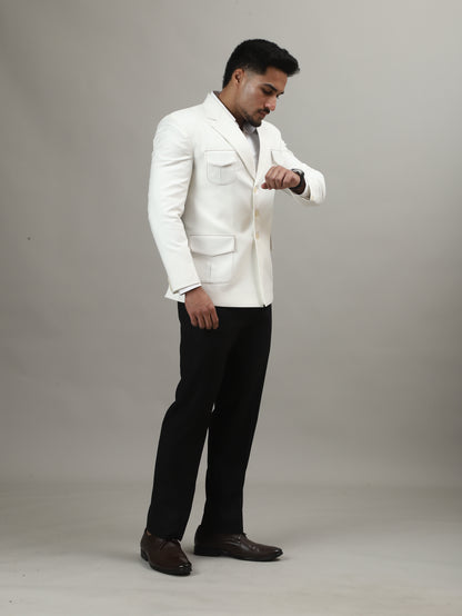 Ivory Celebration Blazer with Signature Pocket Detailing