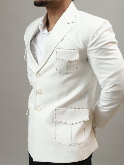 Ivory Celebration Blazer with Signature Pocket Detailing