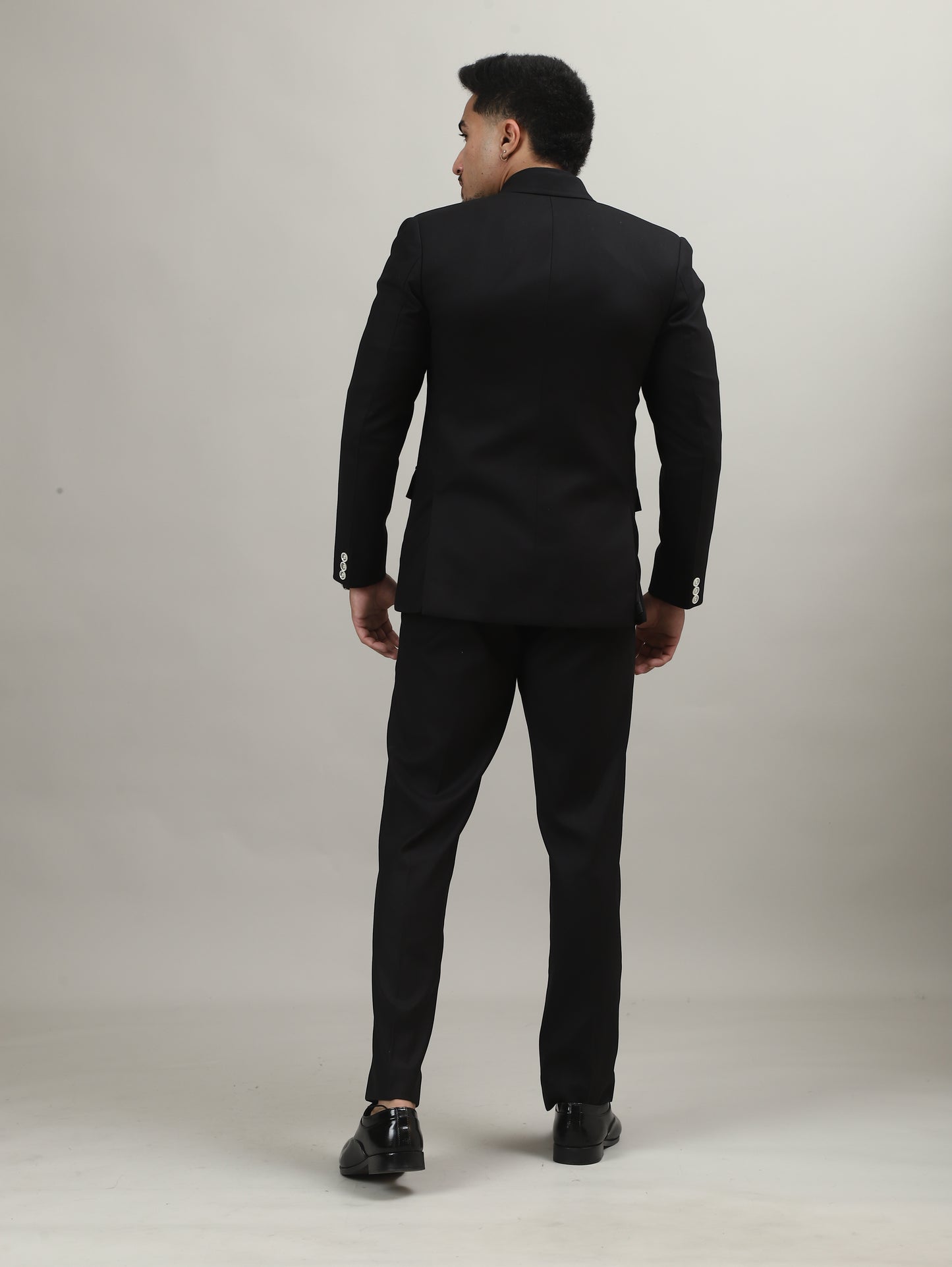 Black Celebration Blazer with Contrast Pocket Stitching