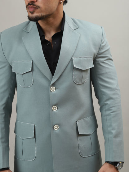 Mint Jade Green Colour Hunting Blazer