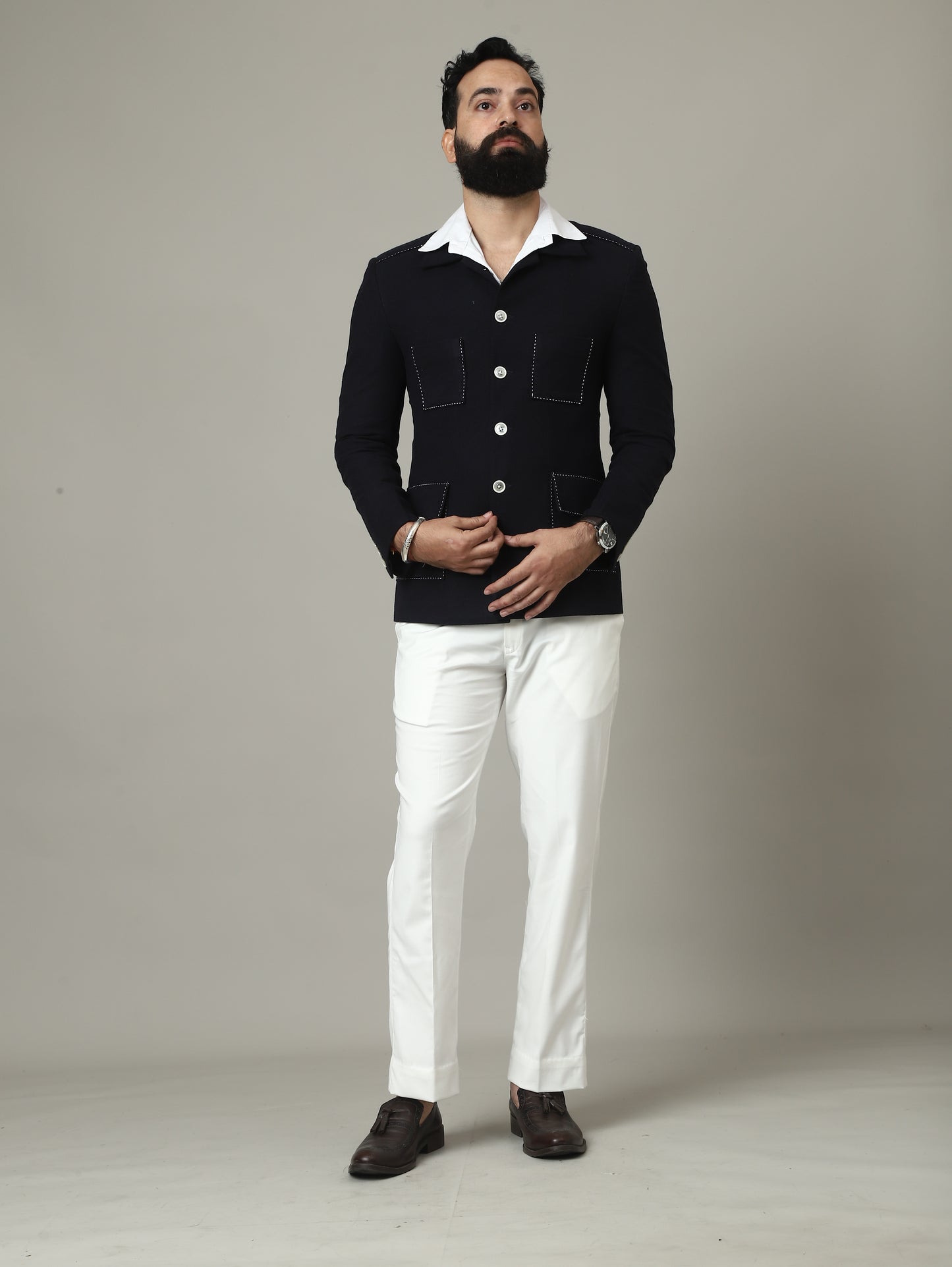 4 Pocket Navy Blue Hunting Blazer