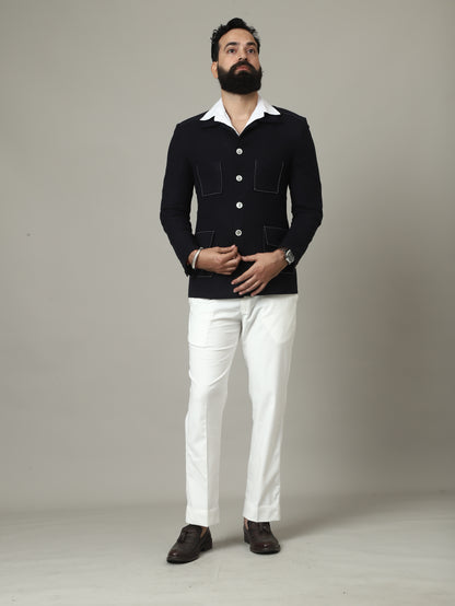 4 Pocket Navy Blue Hunting Blazer