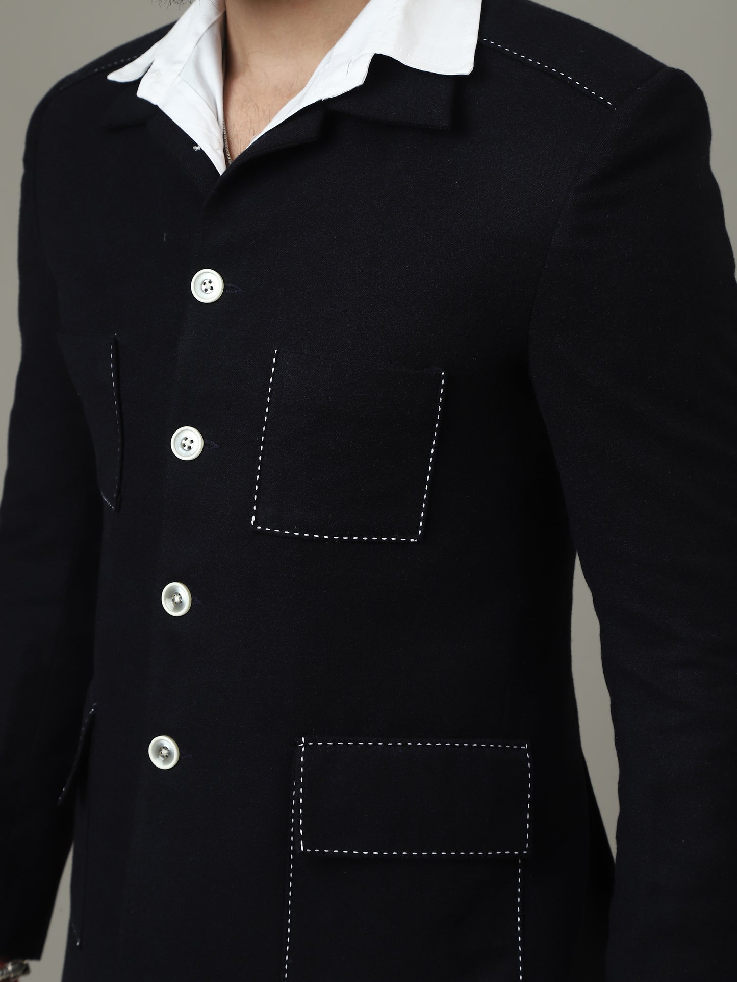 4 Pocket Navy Blue Hunting Blazer