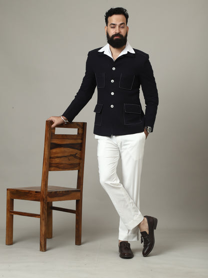 4 Pocket Navy Blue Hunting Blazer