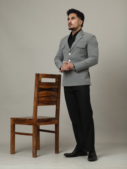 Soft Grey Premium Hunting Blazer with Contrast Pockets