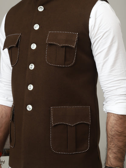 Coffee Brown Royale Semi-Hunting Waistcoat