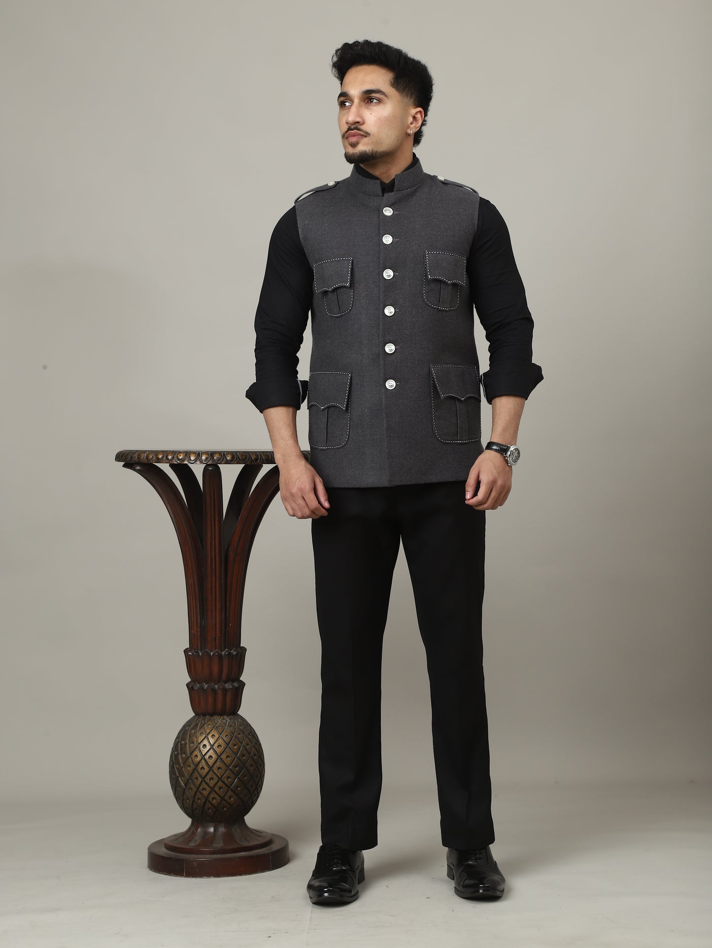 Charcoal Grey Tweed Royale Semi-Hunting Jacket