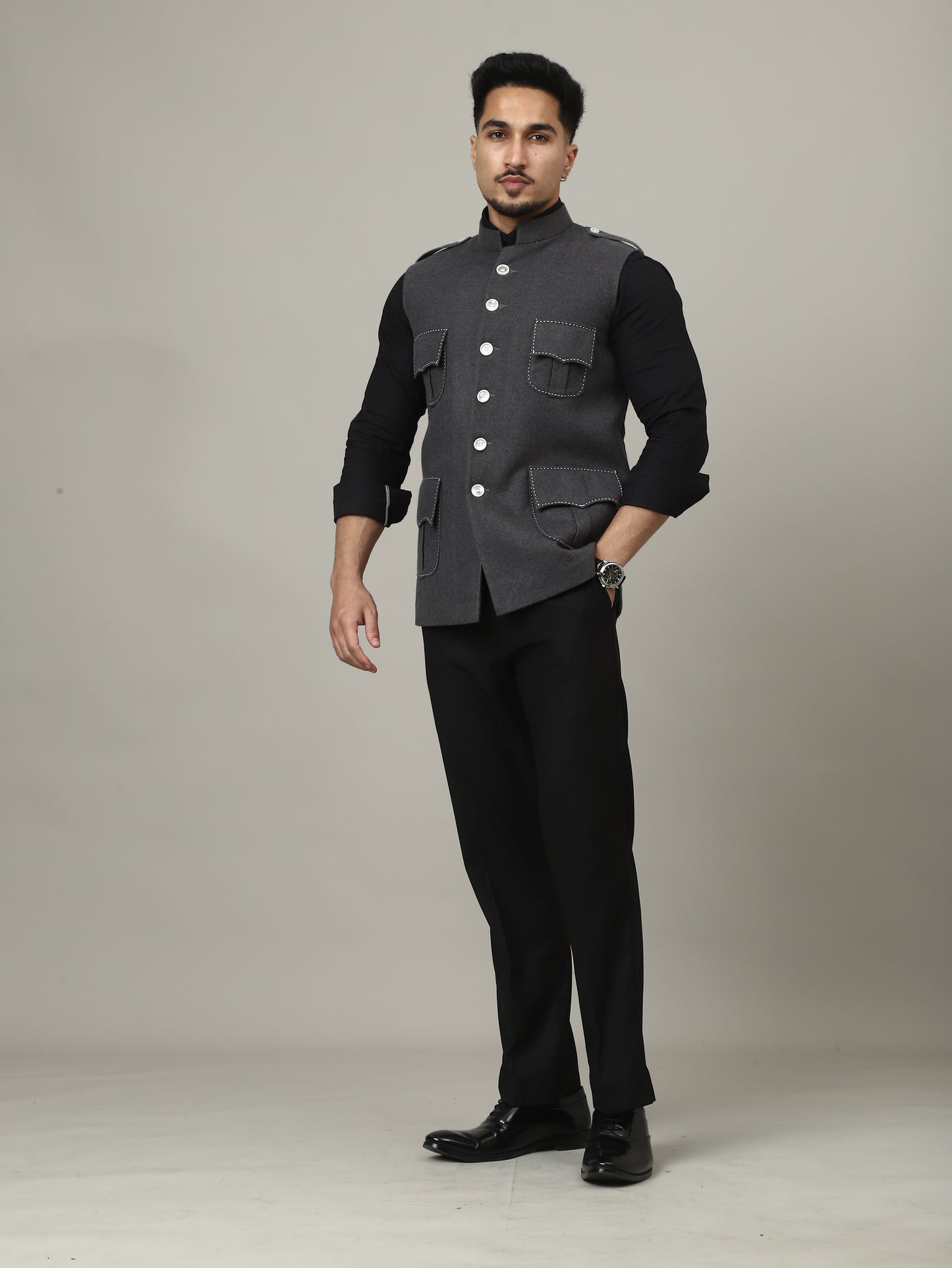 Charcoal Grey Tweed Royale Semi-Hunting Jacket