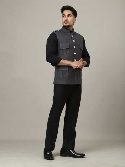 Charcoal Grey Tweed Royale Semi-Hunting Jacket