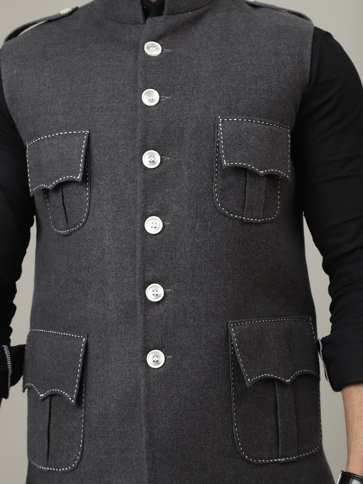 Charcoal Grey Tweed Royale Semi-Hunting Jacket