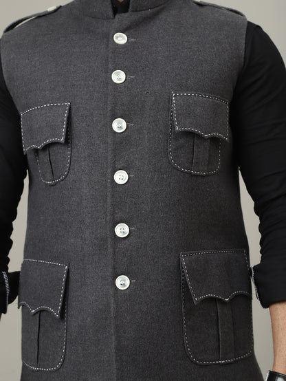 Charcoal Grey Tweed Royale Semi-Hunting Jacket