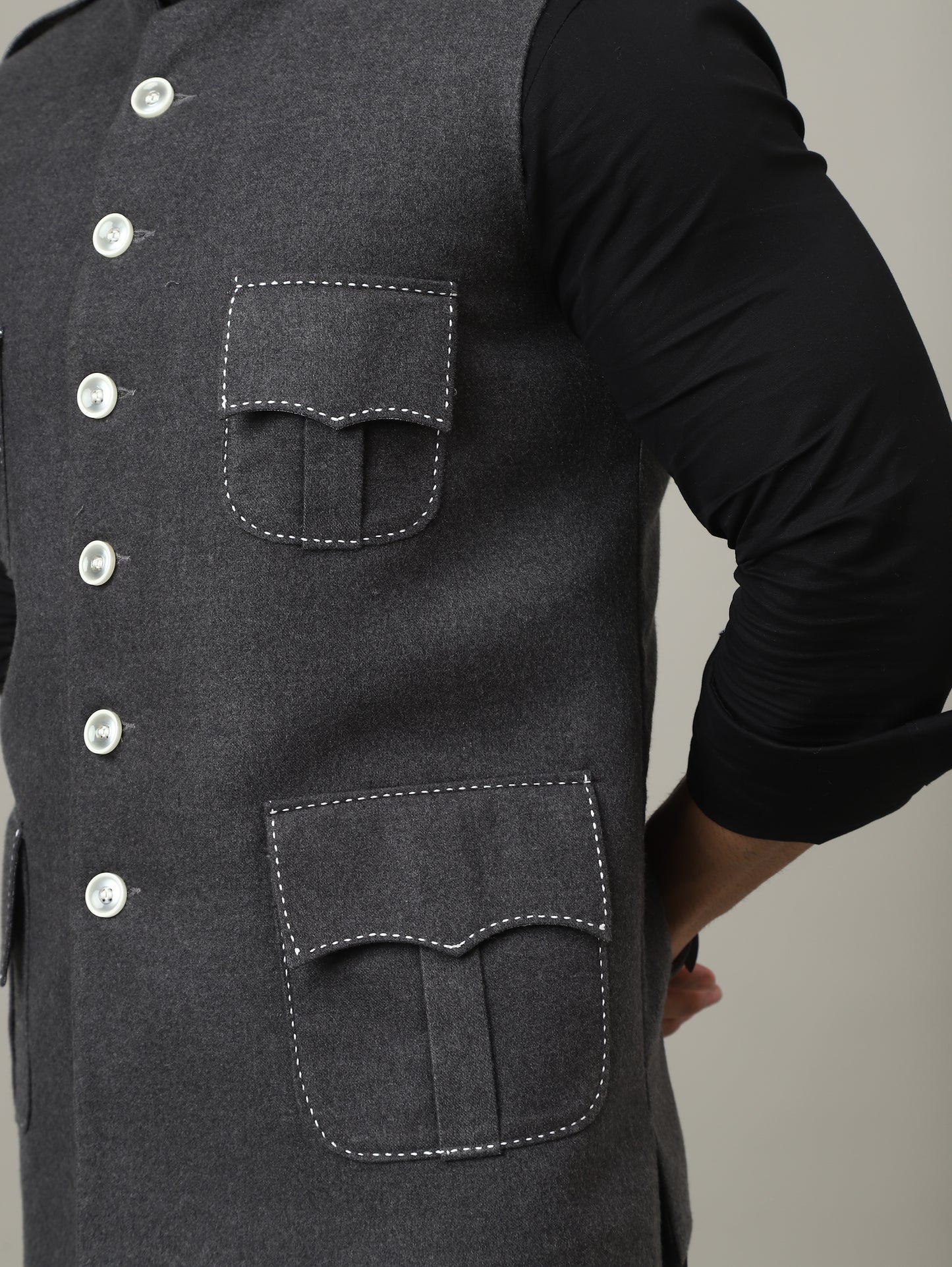 Charcoal Grey Tweed Royale Semi-Hunting Jacket