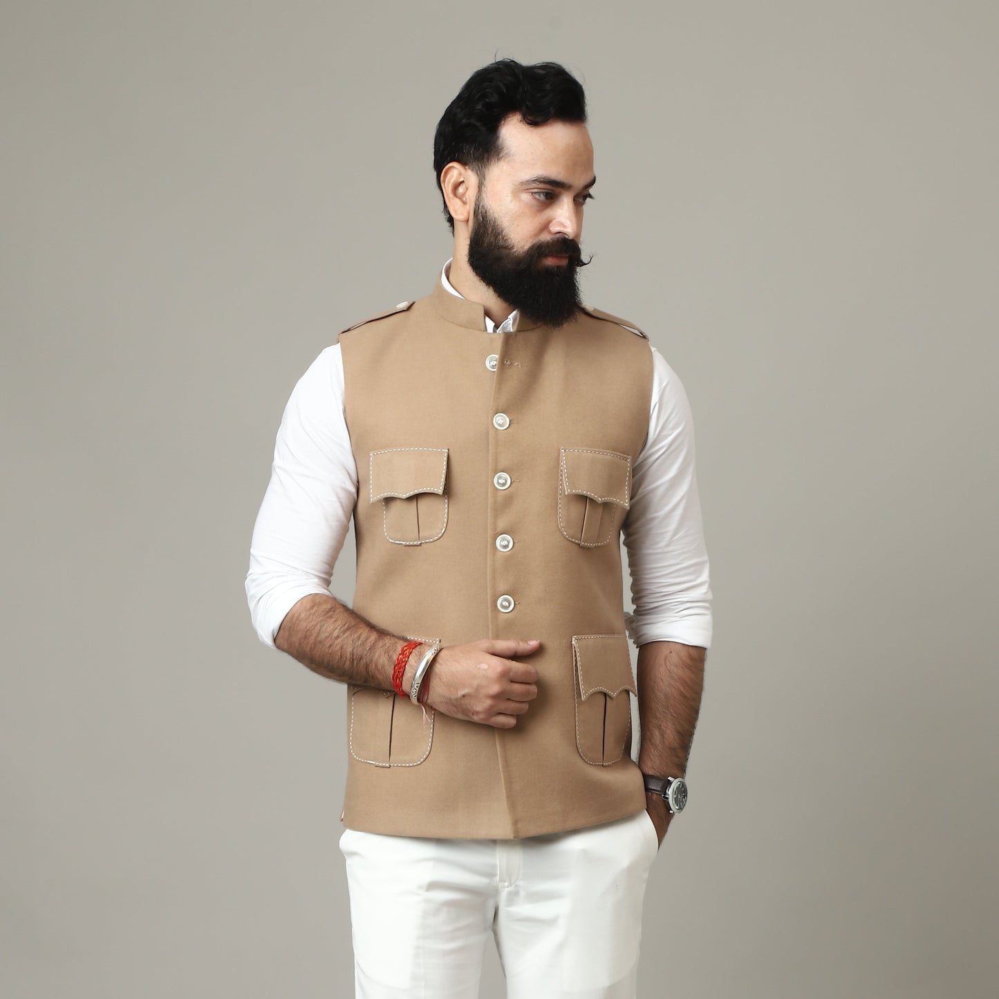 Sand Beige Tweed Royale Semi-Hunting Jacket