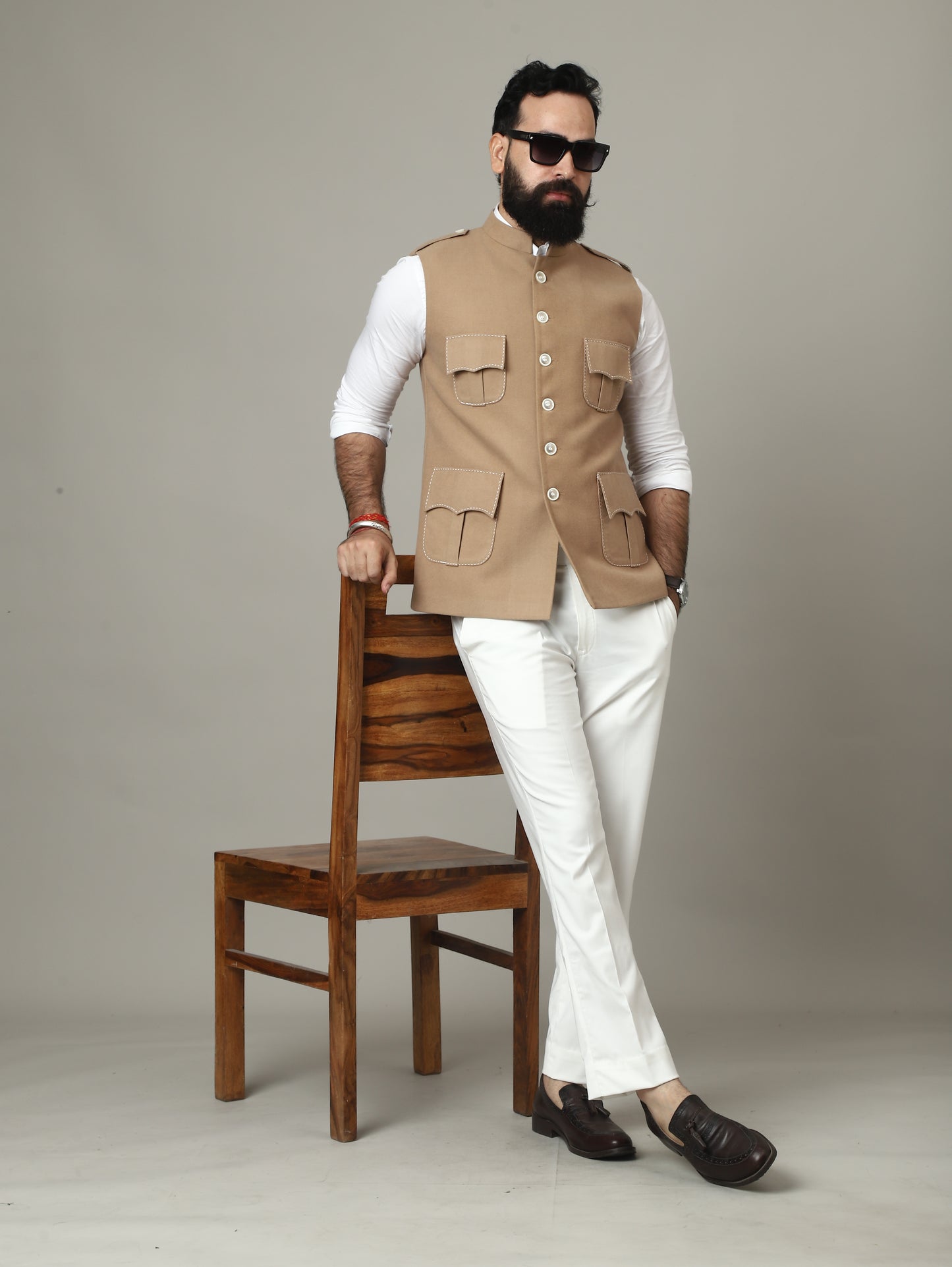Sand Beige Tweed Royale Semi-Hunting Jacket