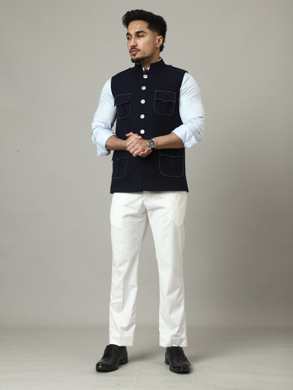 Navy Royale Semi-Hunting Jacket with Contrast Stitching