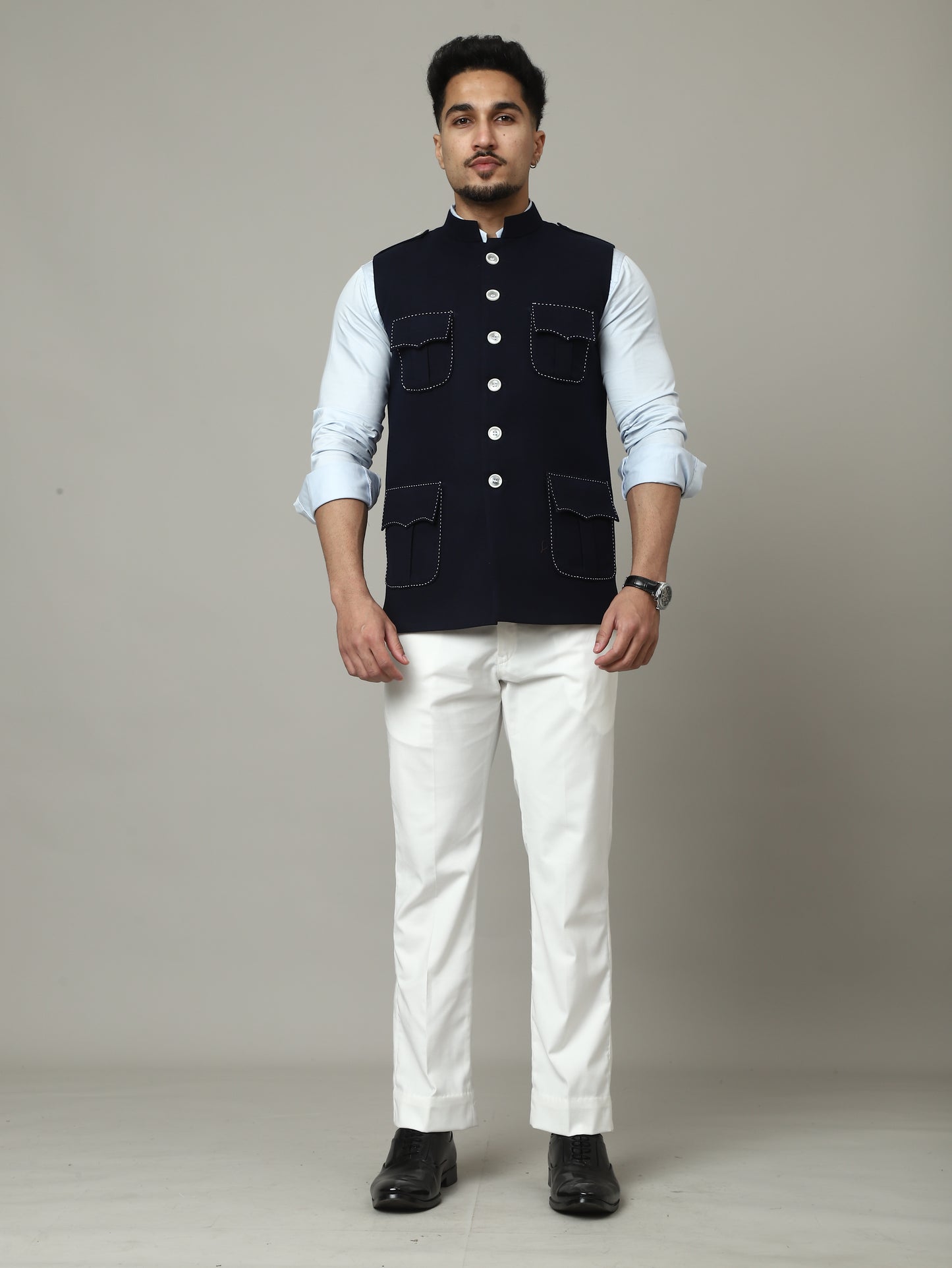 Navy Royale Semi-Hunting Jacket with Contrast Stitching