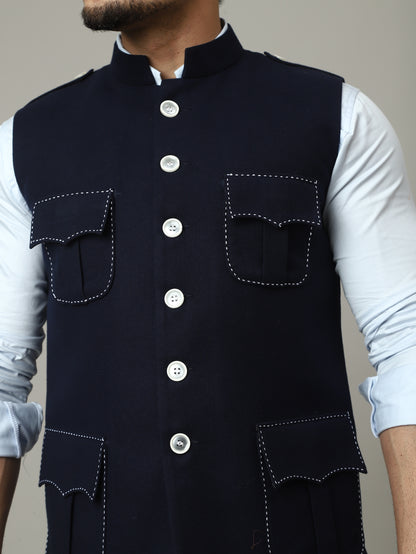 Navy Royale Semi-Hunting Jacket with Contrast Stitching