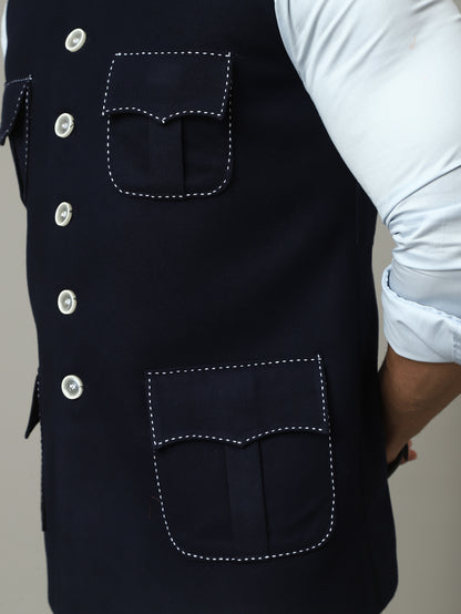 Navy Royale Semi-Hunting Jacket with Contrast Stitching