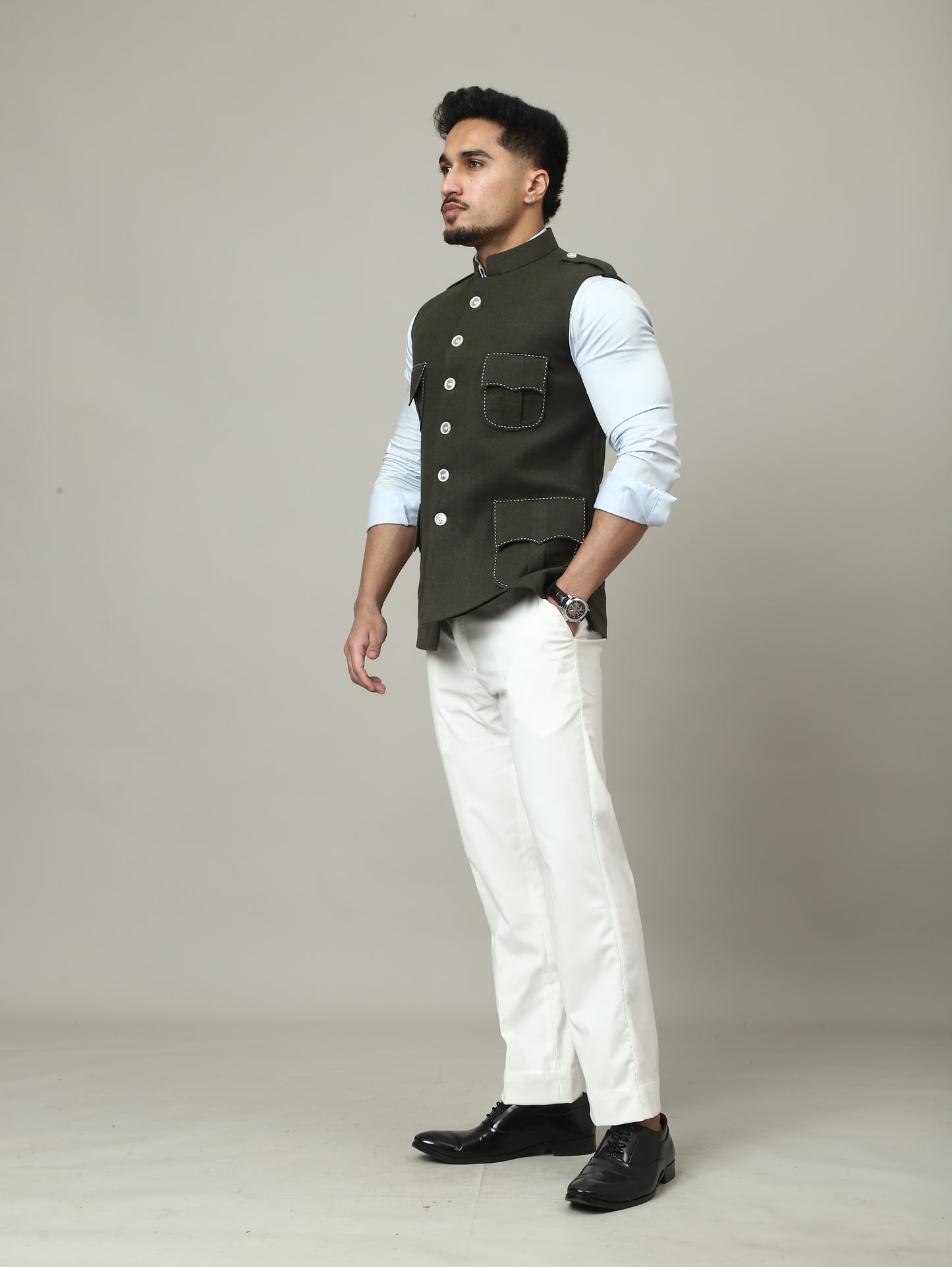 Olive Green Tweed Royale Semi-Hunting Jacket