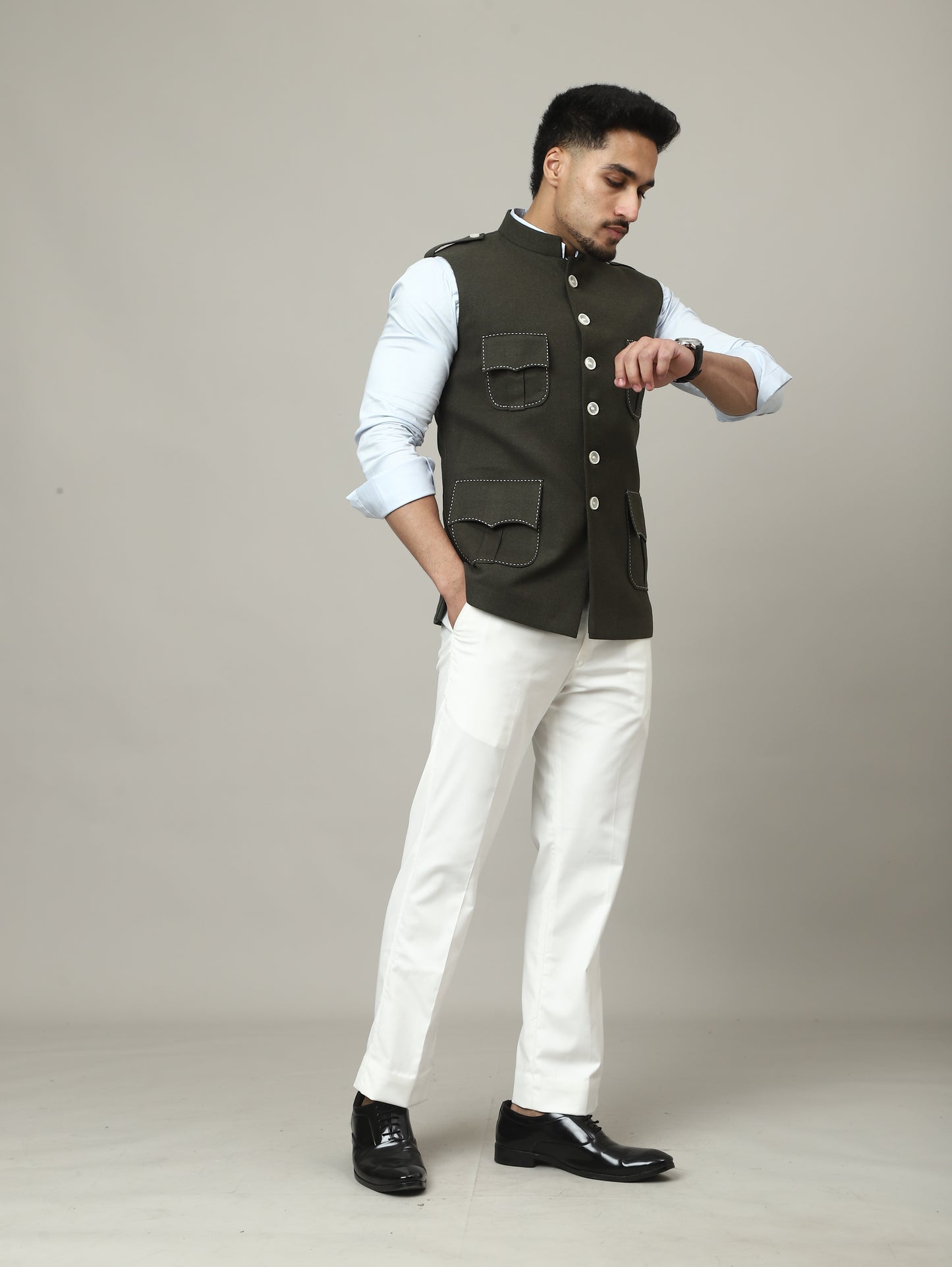 Olive Green Tweed Royale Semi-Hunting Jacket