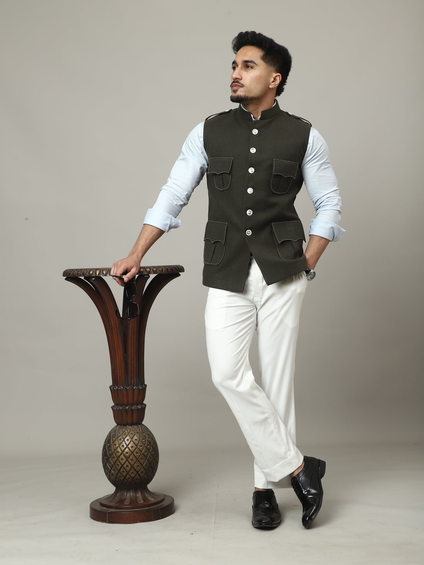 Olive Green Tweed Royale Semi-Hunting Jacket