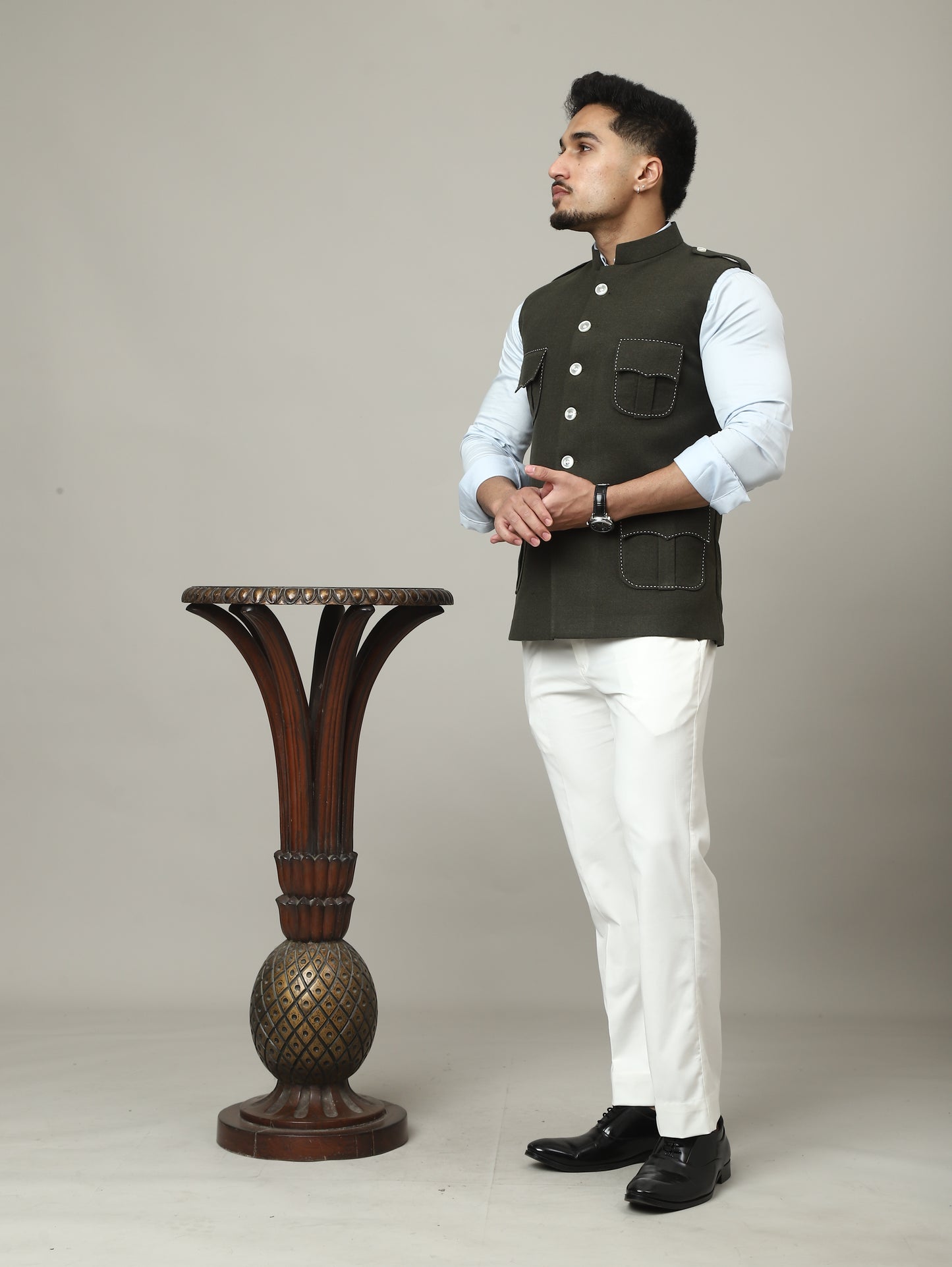 Olive Green Tweed Royale Semi-Hunting Jacket