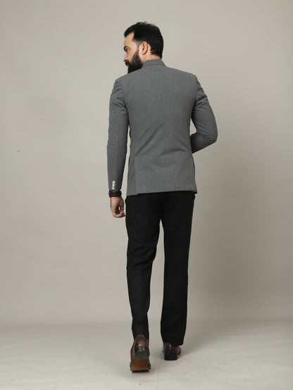 The Maharaja Charcoal 4 Pocket Bandhgala with Signature Pocket Detailing