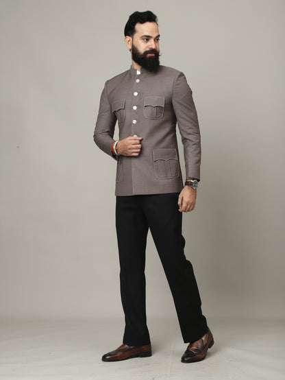 The Imperial Mocha Bandhgala with Signature Pocket Detailing