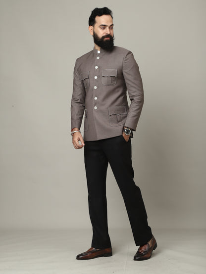 The Imperial Mocha Bandhgala with Signature Pocket Detailing