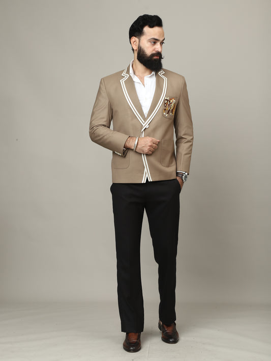 Royal Polo Embroidered Equestrian Crest Jodhpuri Blazer Set