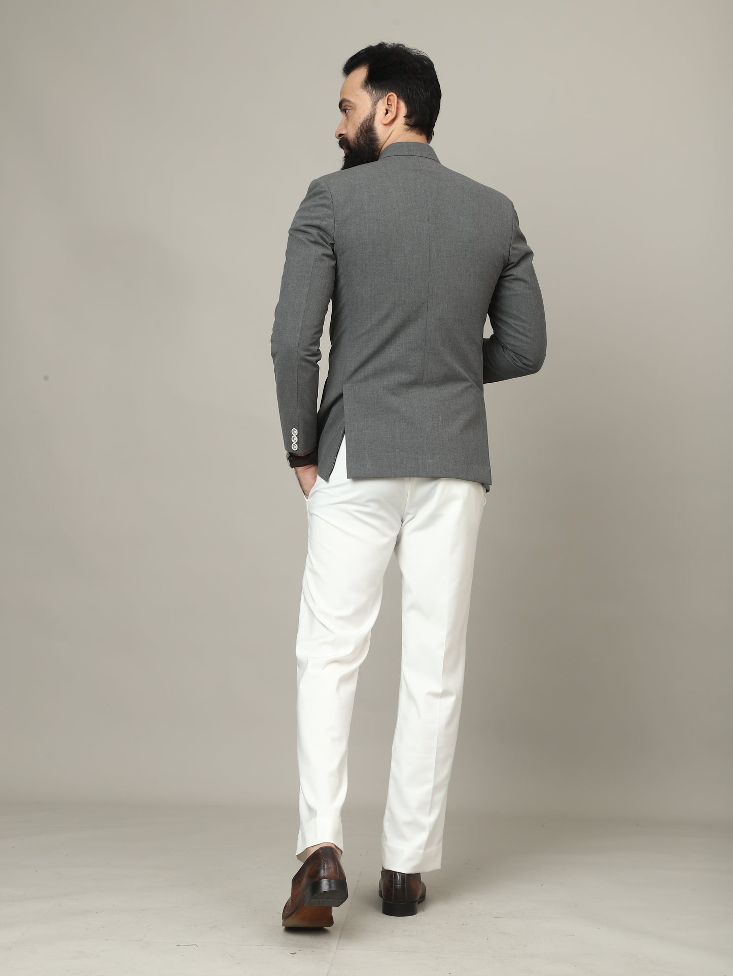 The Maharaja Charcoal Grey Bandhgala with Signature Pocket Detailing