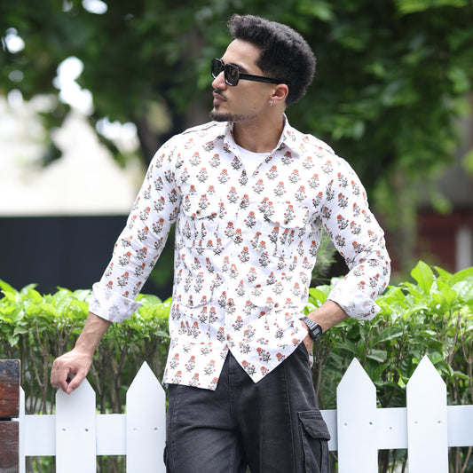The Marigold Scout Block Print Hunting Shirt