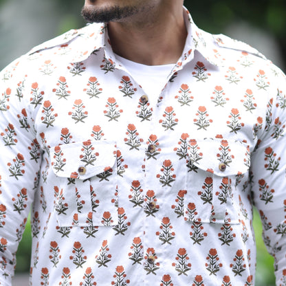 The Marigold Scout Block Print Hunting Shirt