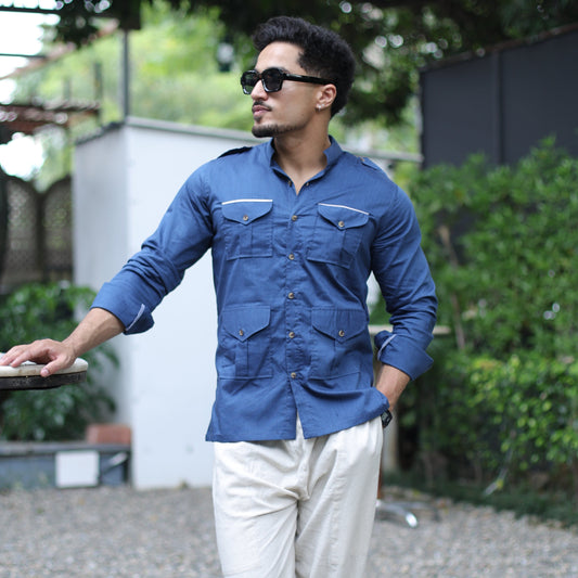 Navy Blue Vanguard Hunting Style Shirt