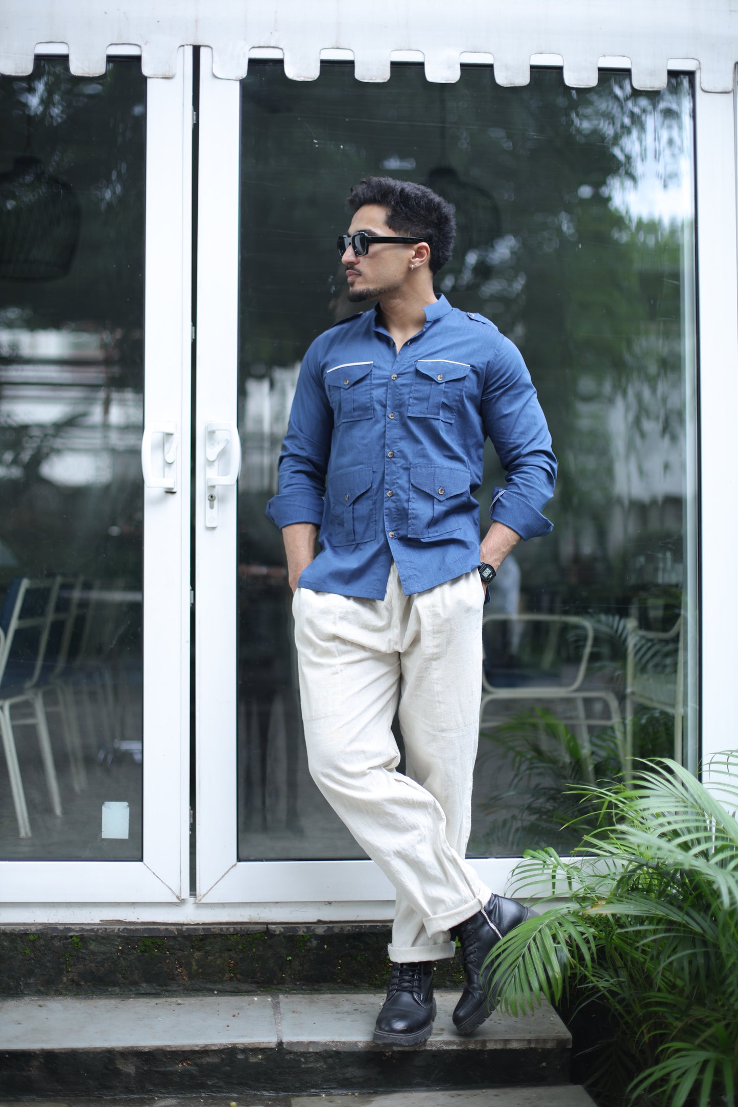 Navy Blue Vanguard Hunting Style Shirt