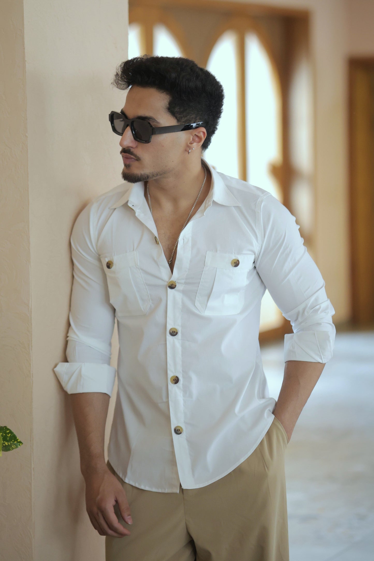 Rajanyas White Classic Double Pocket Shirt