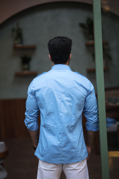 Rajanyas Four-Pocket Hunting Shirt – Powder Blue