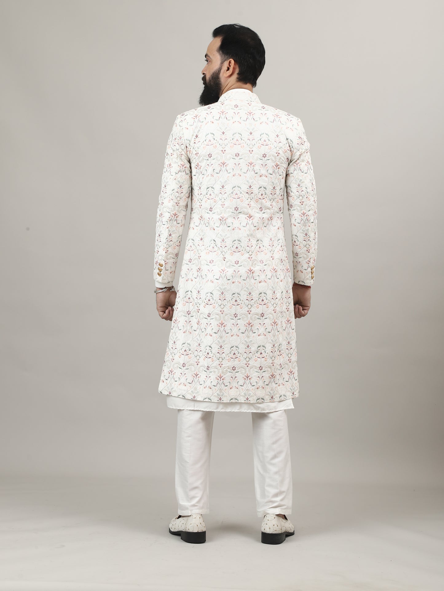 Cream Royal Embroidered Sherwani for Wedding & Groom Wear