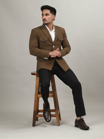 Tuscan Brown Hunting Blazer with Signature Pocket Detailing