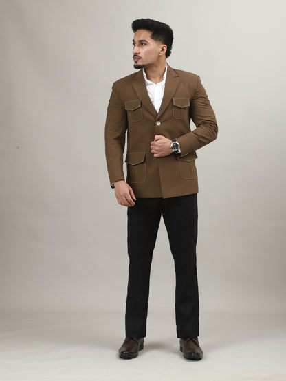 Tuscan Brown Hunting Blazer with Signature Pocket Detailing