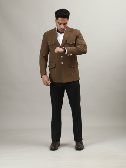 Tuscan Brown Hunting Blazer with Signature Pocket Detailing
